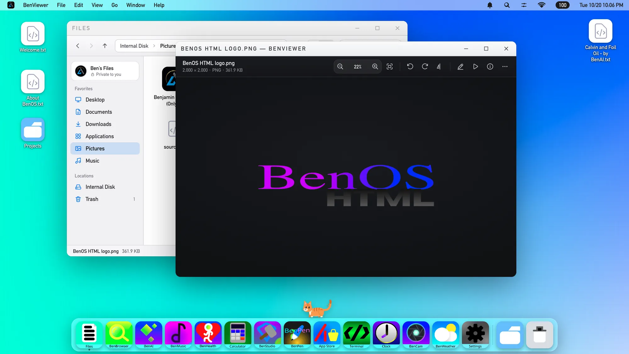 BenViewer showing the BenOS HTML logo, opened from the Files app